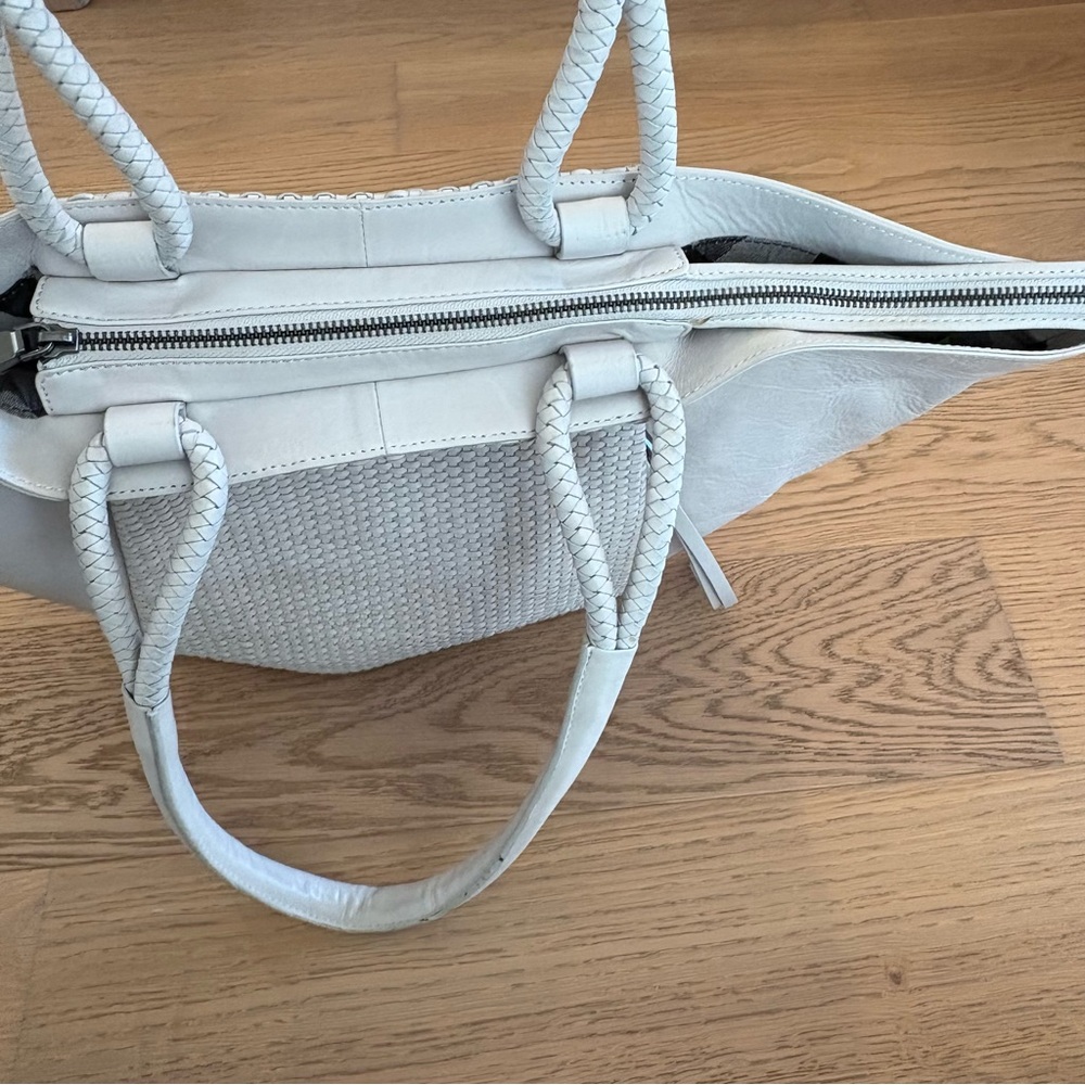 Christopher Kon Woven Leather White Tote Bag - Picture 10 of 15